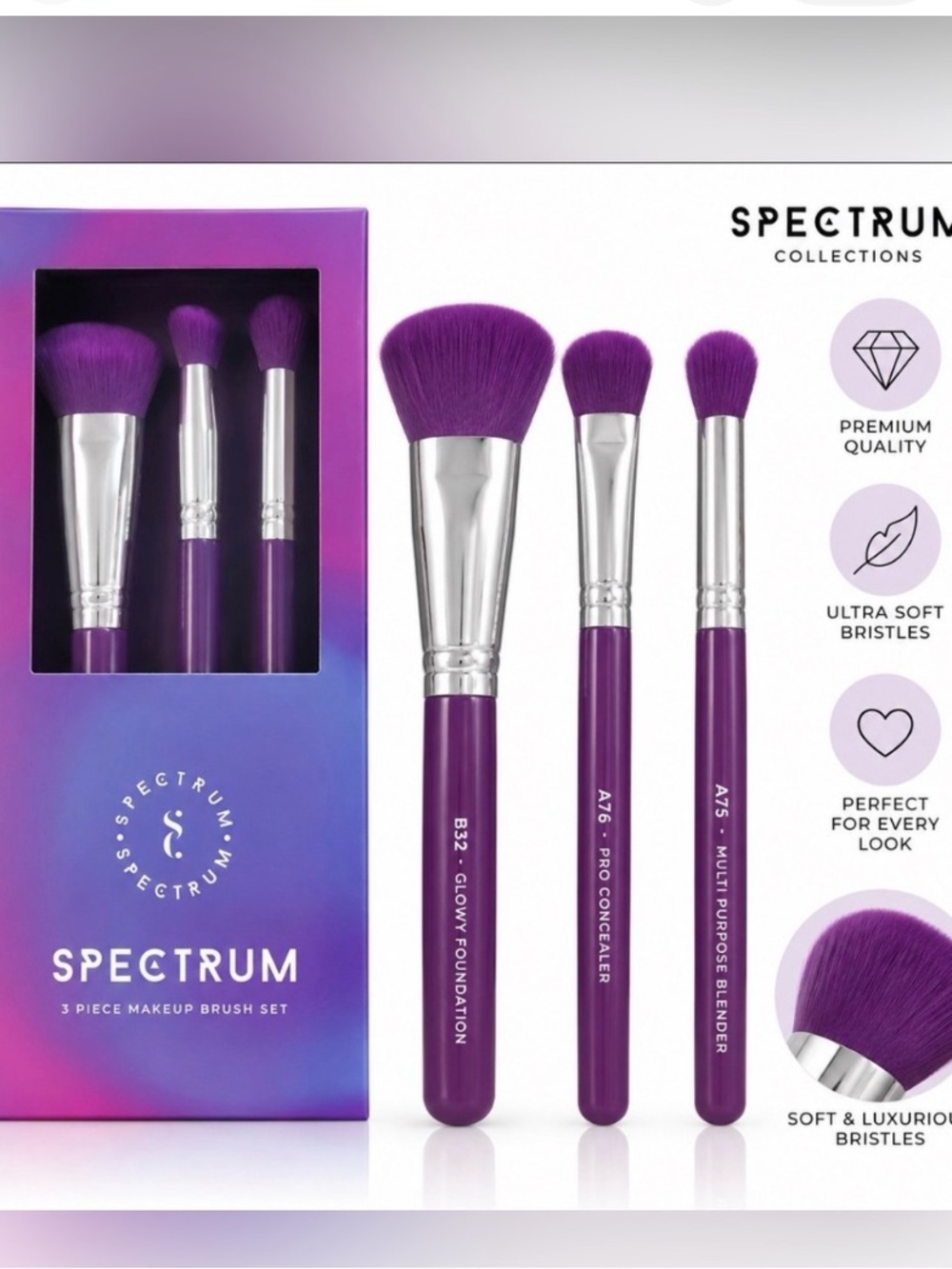 Spectrum 3-Piece Makeup Brush Set - - Picture 4 of 4